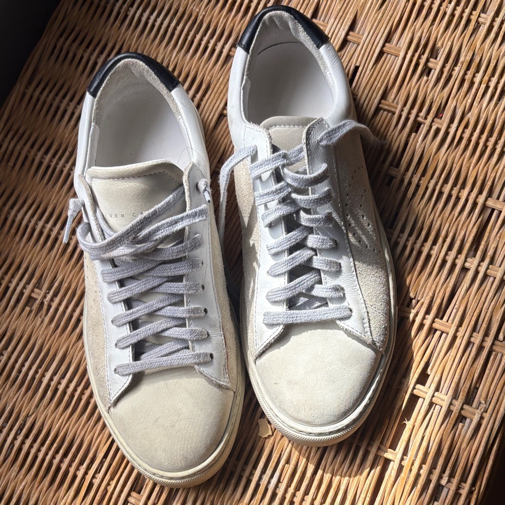 Oliver Cabell White and Light Gray Low-Top Sneakers